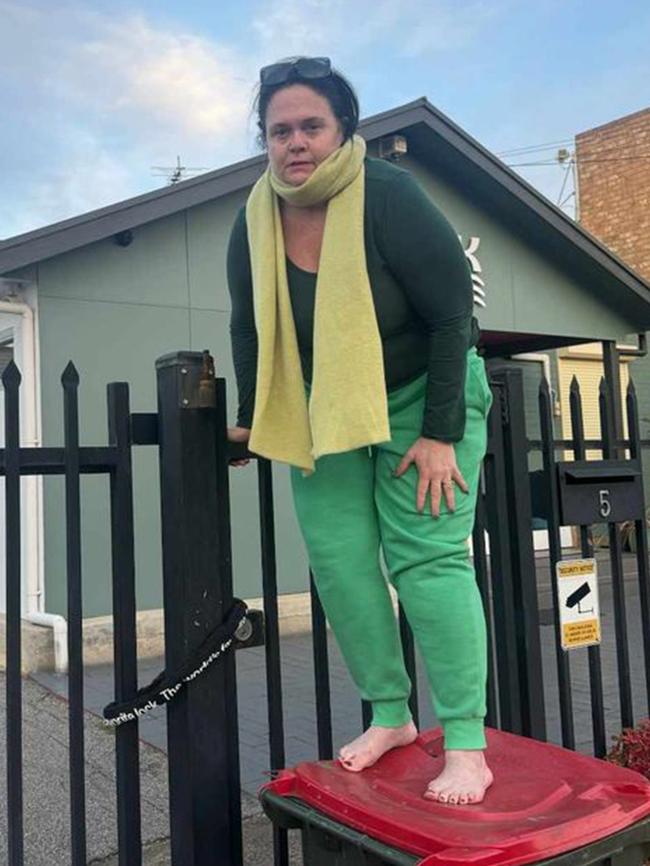 … atop a bin, in August 2024, outside Soak House Adelaide. Picture: Supplied.