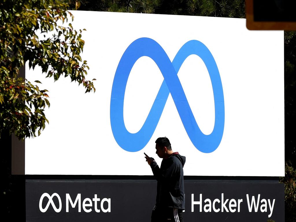 A sign at Meta’s headquarters in Menlo Park, California. Picture: AFP