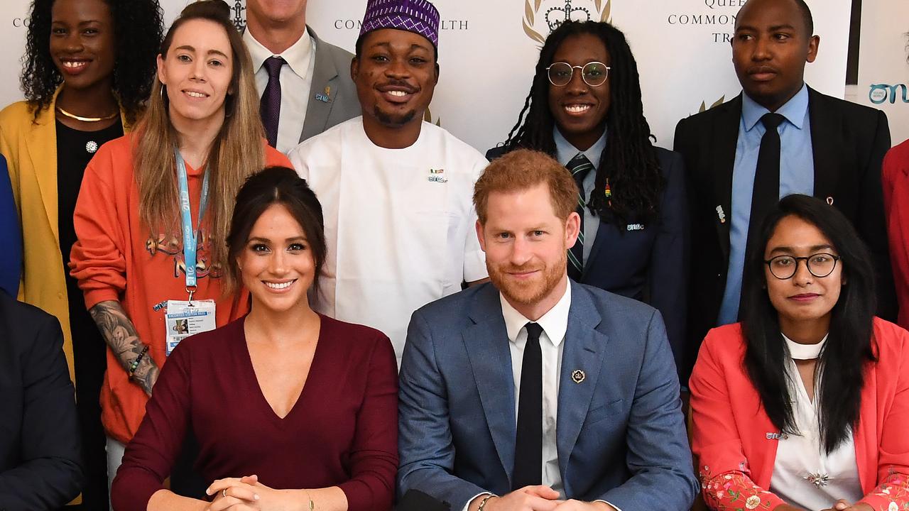 Meghan, Duchess of Sussex and Prince Harry, Duke of Sussex attend a roundtable discussion on gender equality with The Queens Commonwealth Trust (QCT) and One Young World at Windsor Castle. Picture: Jeremy Selwyn — WPA Pool/Getty Images.