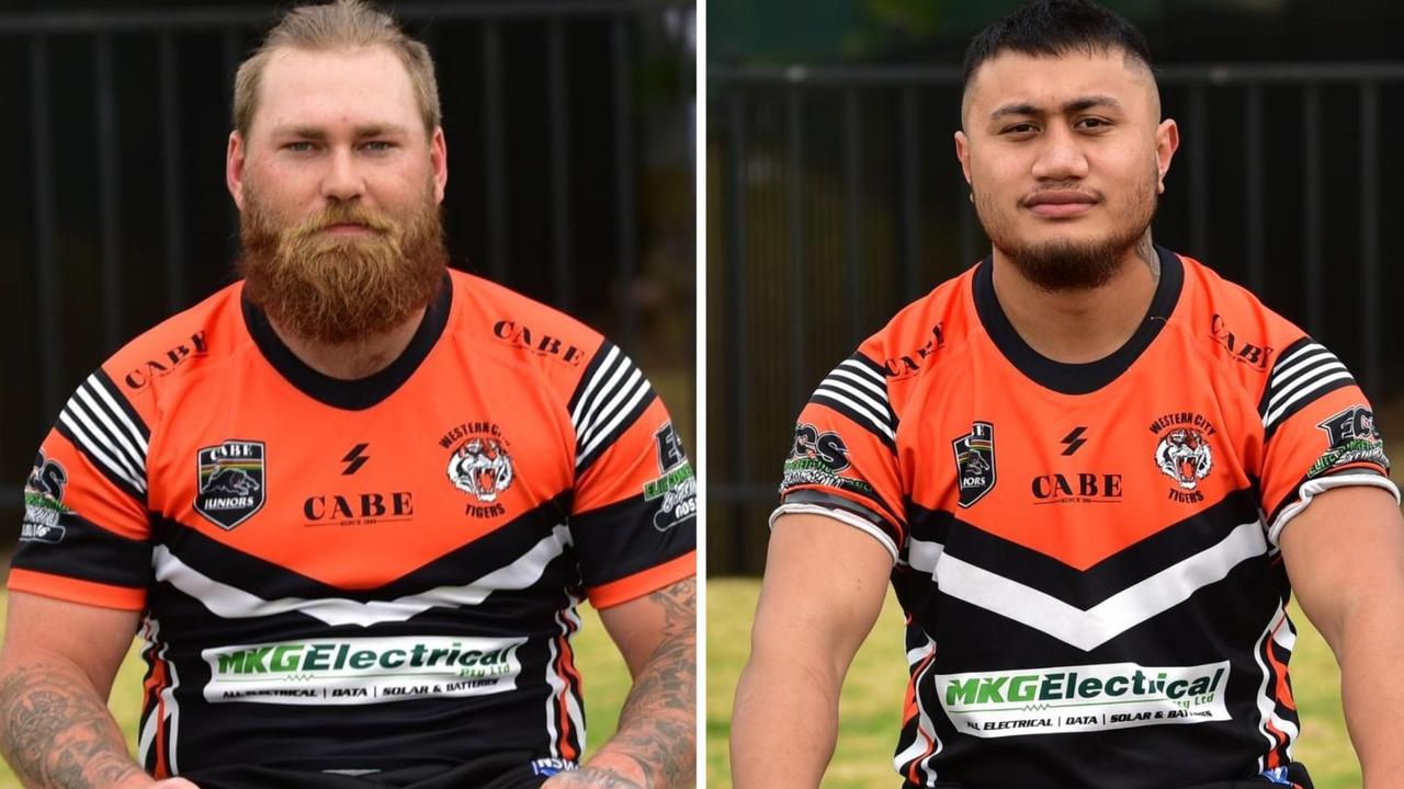 (L-R) Hayden Colgate and Jeffry Ofoia, Western City Tigers, Penrith and District Junior Rugby League, 2023. Picture: Western City Tigers