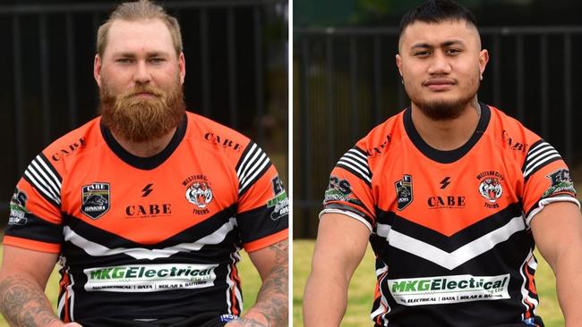 (L-R) Hayden Colgate and Jeffry Ofoia, Western City Tigers, Penrith and District Junior Rugby League, 2023. Picture: Western City Tigers