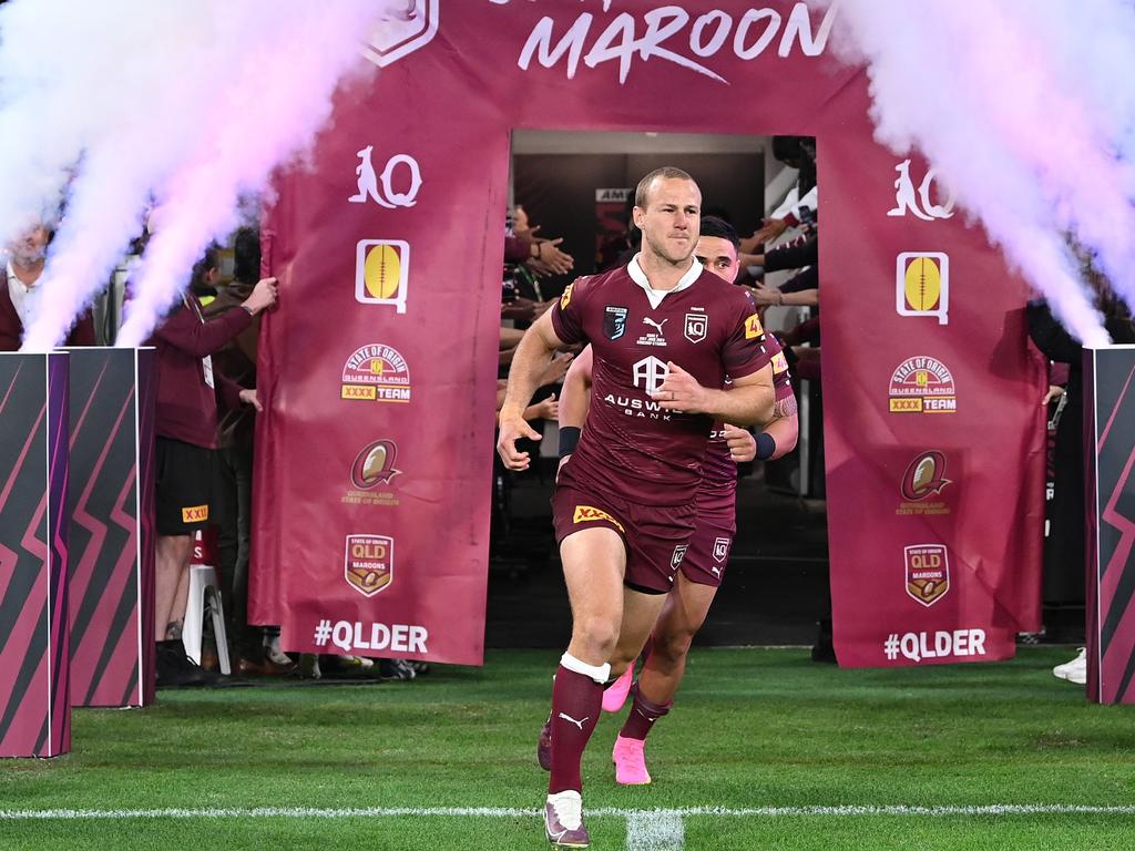 Daly Cherry-Evans of the Maroons leads out for Origin II. Picture: Getty Images