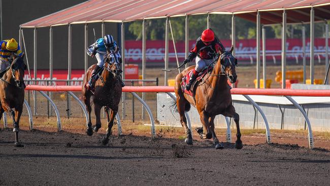 The Jason Manning trained Noir De Rue won the 2023 Chief Minister's Cup with jockey Vanessa Arnott aboard. Picture: Caroline Camilleri