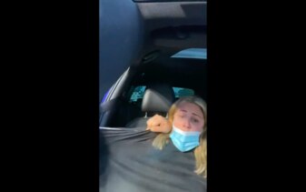 The 29-year-old woman can be heard in the video telling the officer she didn’t feel safe. Picture: Natalie Bonett/ Facebook