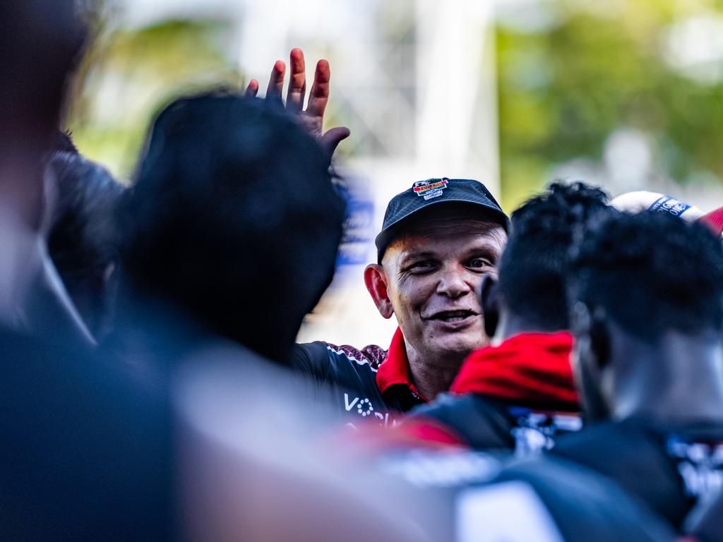 Tiwi Bombers coach Brenton Toy has called for a review of its Men's Premier League team. Picture: Patch Clapp/ AFLNTMedia.