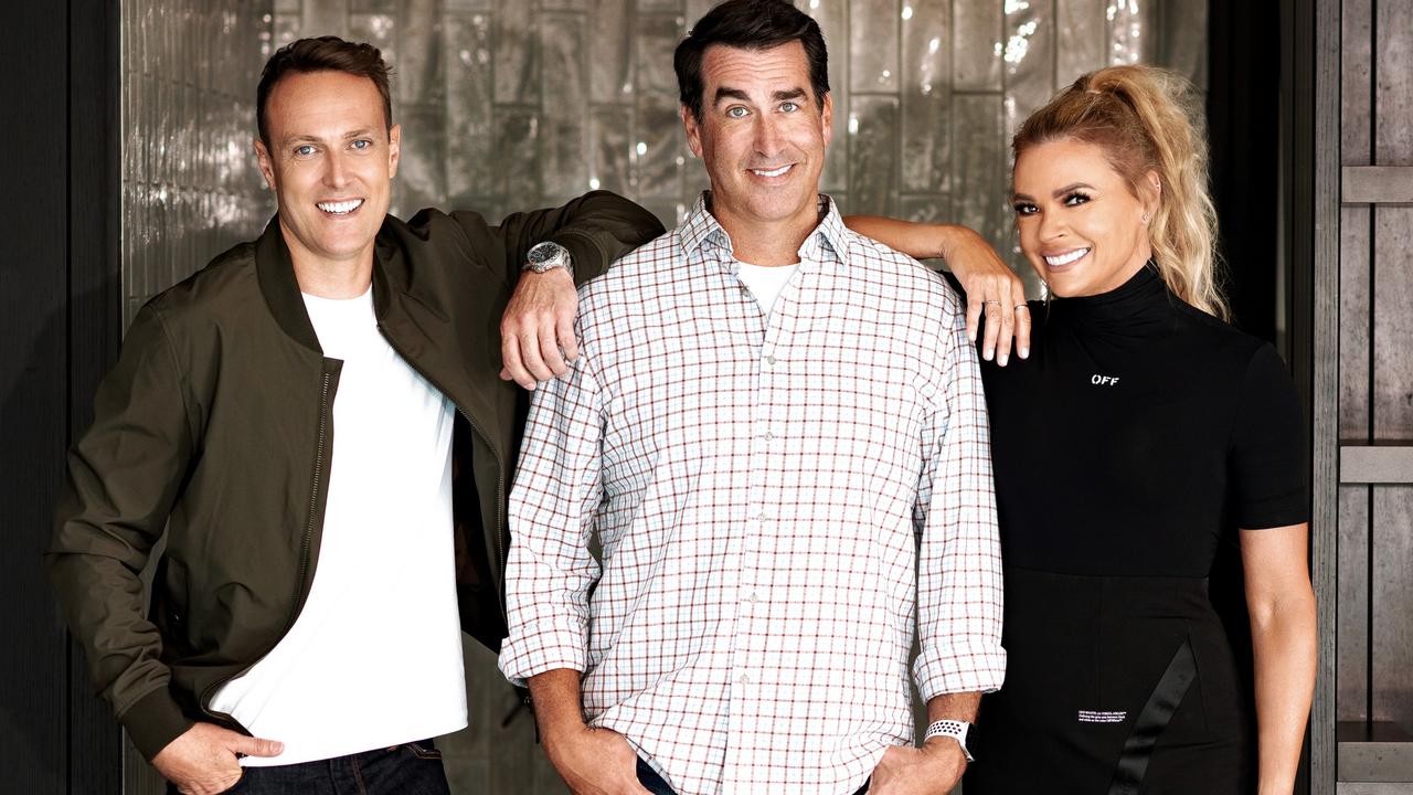 Holey Moley stars: Matt Shirvington, Rob Riggle and Sonia Kruger.