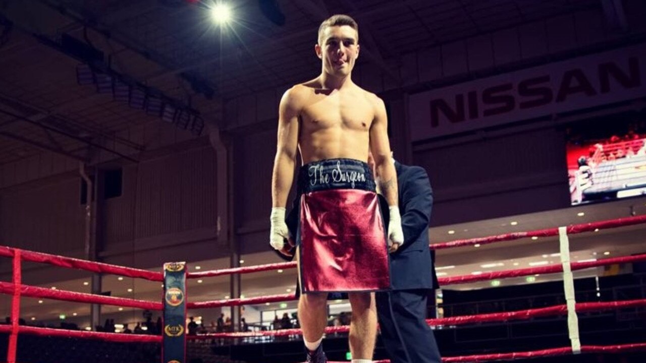 Sam 'The Surgeon' Cameron-Hands all smiles at his professional boxing debut. Picture: The Boxing Shop