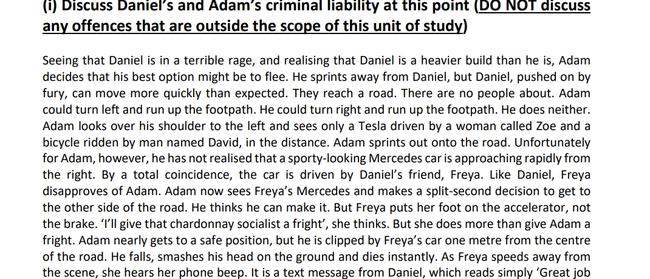 The part of the exam question which raises Daniel’s friend. “Freya”.