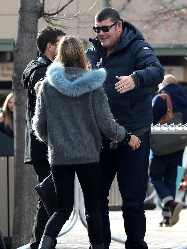 Australian Billionaire James Packer puts his Mariah Carey troubles behind him as he snuggles up to a mystery blonde while vacationing in Aspen. James held hands with his new girl as they hit the town with friends during the day. Perhaps James is trying to throw his new relationship in Mariah's face, as Mariah does have a home in Aspen and is always their for the holidays. Picture: BACKGRID