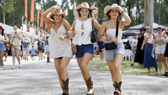 Christie Rowe, Gemma Rowe and Ella Johnstone pictured at the CMC Rocks day one at Willowbank, Brisbane 21st March 2025.  (Image/Josh Woning)