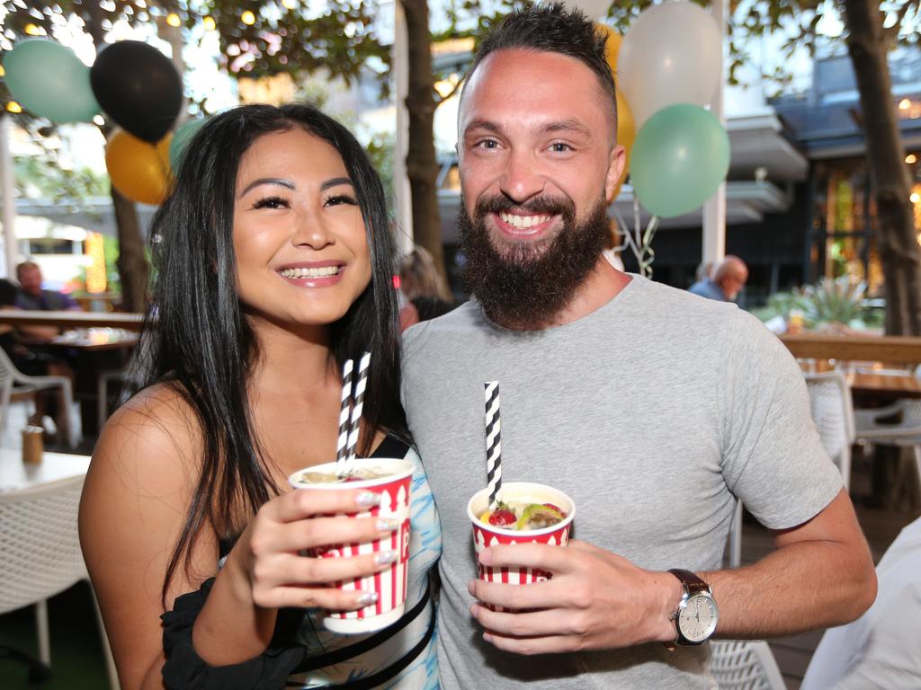 Akina Sekihara and Ben Bergmeier of Surfers Paradise at the White Rhino. Picture Mike Batterham