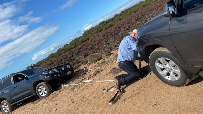 When an unusual search for oysters goes wrong. Heidi Girolamo took this picture of Adrian Pederick after her “unconventional exit”