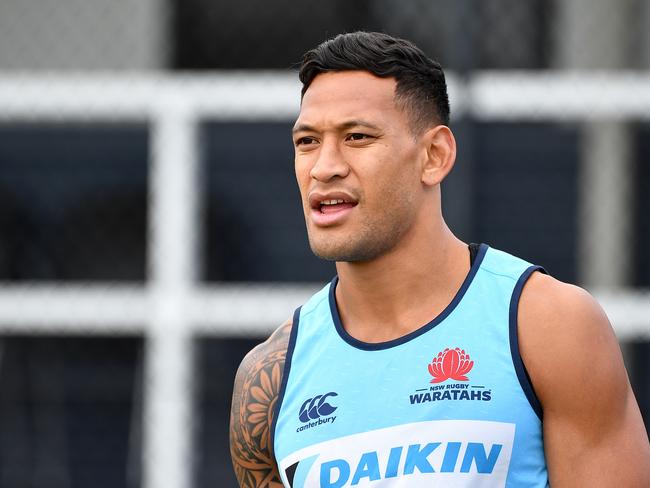 NSW Waratahs player Israel Folau trains at their new training base at David Phillips Sports Complex in Daceyville, Sydney, Wednesday, May 16, 2018. (AAP Image/Joel Carrett)