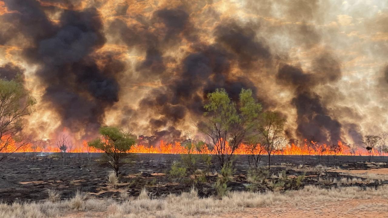 A fire rages in Central Australia.