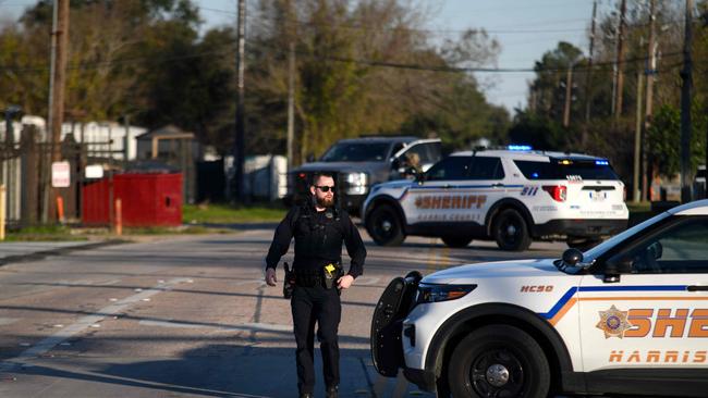 Law enforcement conduct an investigation in connection with the New Orleans terrorist attack near the intersection of Hugh Road and Crescent Peak Drive in Houston, Texas. Picture: AFP