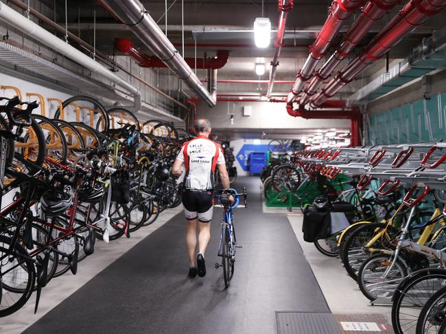 There are racks for more than 1100 bikes under the Barangaroo precinct. Picture: Sam Ruttyn