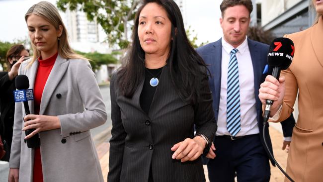 Maria Carmela Pau leaves the Southport Magistrates Court on the Gold Coast. Picture: NCA NewsWire / Dan Peled