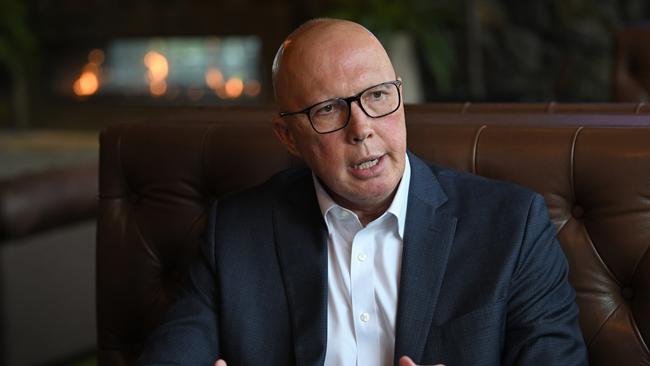 **EMBARGOED FOR THE SUNDAY MAIL 28 APRIL 2024** 23/4/2024: Federal  opposition leader Peter Dutton has a steak lunch with journalist Michael Madigan at the Eatons Hill Hotel, Brisbane pic: Lyndon Mechielsen/Courier Mail