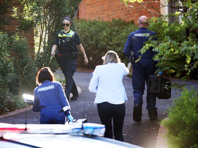 Police at the scene on Saturday morning. Picture: David Crosling