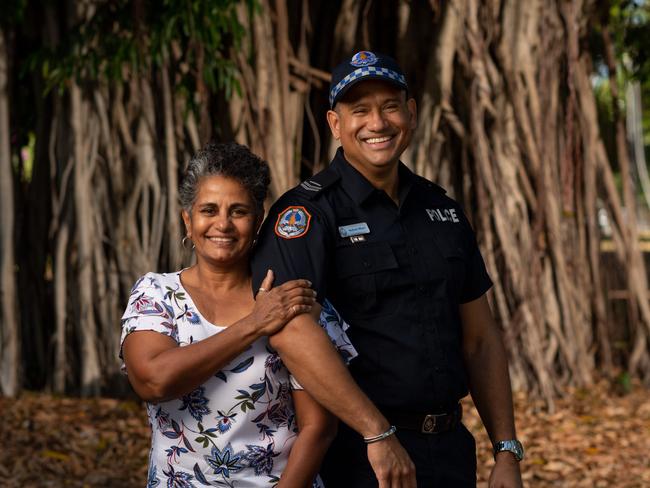 Constable Jennifer Roe with Senior Constable Nathan Mayo. Constable Roe is retiring after a long career as a police officer. Picture: Che Chorley