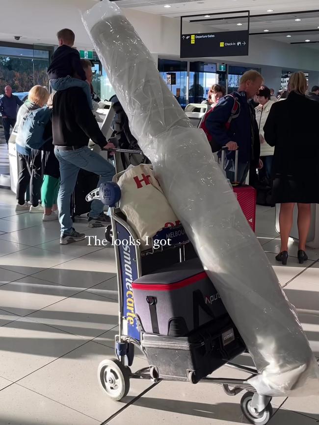 Eugene Canty carried the carpet from Melbourne to Sydney and back with the red carpet.