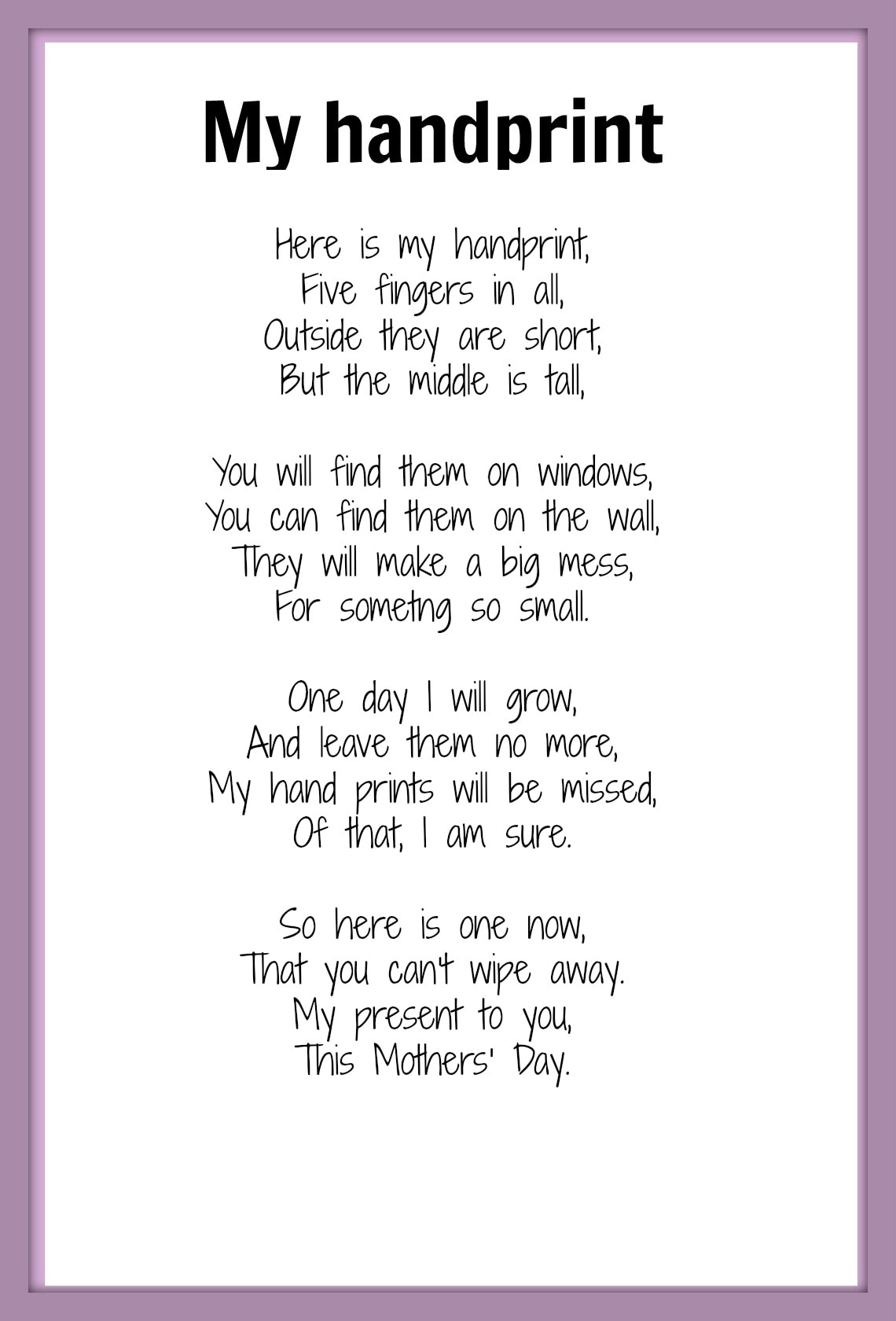 Toddlers mothers sale day poems