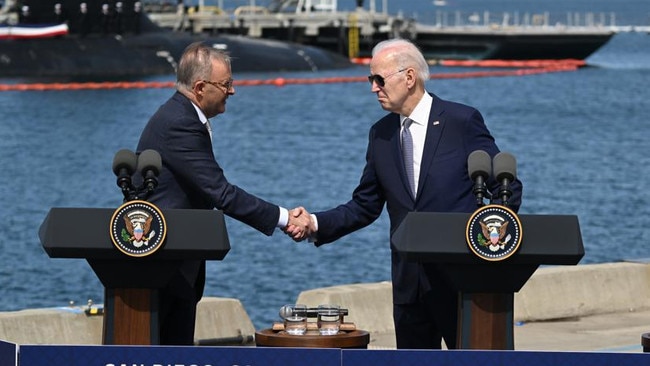 Prime Minister Anthony Albanese and US President Joe Biden in 2023 during talks in San Diego. Picture: Getty Images