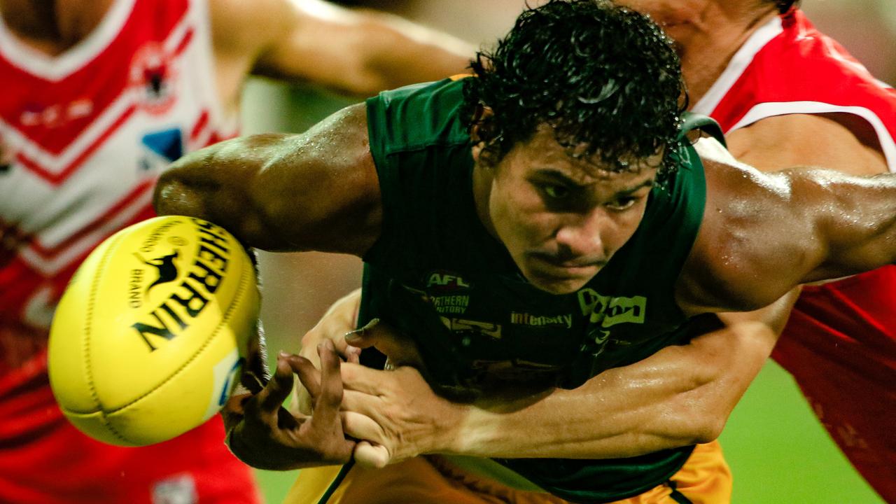 Joseph Salmon In the NTFL Grand Final between Waratah and St Mary's at TIO Stadium. Picture: Glenn Campbell