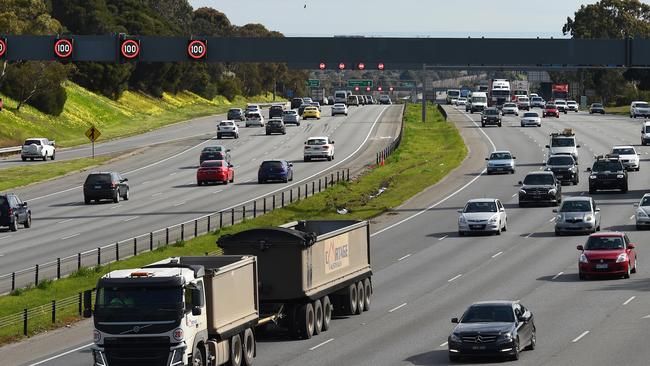 A car was seen speeding down the Monash Freeway at up to 200km/h.