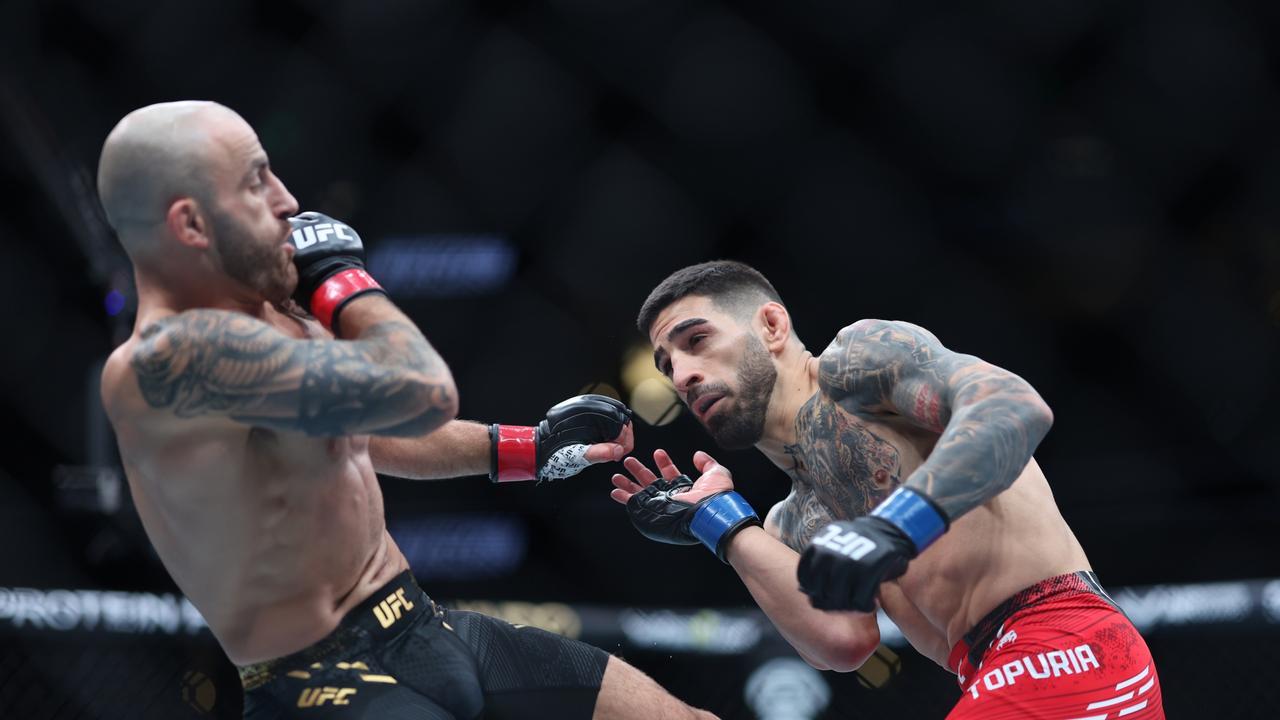 Alexander Volkanovski was knocked out cold. (Photo by Sean M. Haffey/Getty Images)