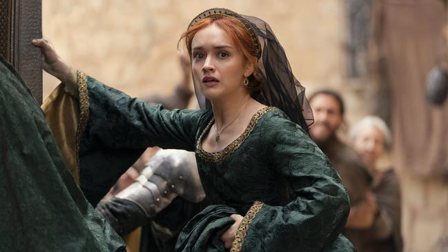 Olivia Cooke as Queen Alicent Hightower in a scene from the second season of House of the Dragon.