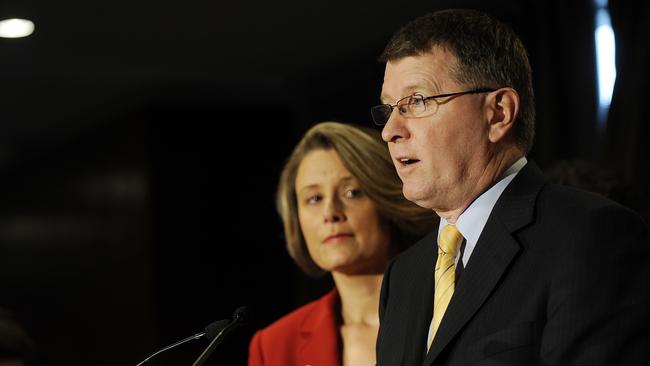 Then deputy premier John Watkins with Kristina Keneally in 2008.