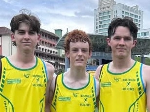 Kaleb Mayfield (middle), and Sam Riggs (left) both travelled to Malaysia recently to represent the U17 Australia All Stars. Picture: Supplied.