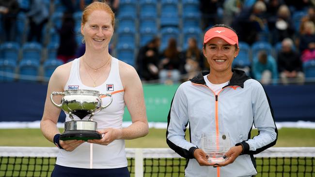 Arina Rodionova (right) finished runner-up to Belgium’s Alison van Uytvanck in the Surbiton final. Picture: Getty Images