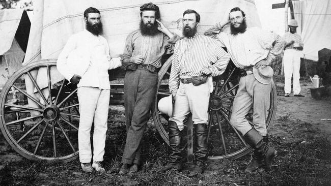 Charles Todd (second from right) and other men working on the Overland Telegraph Line.