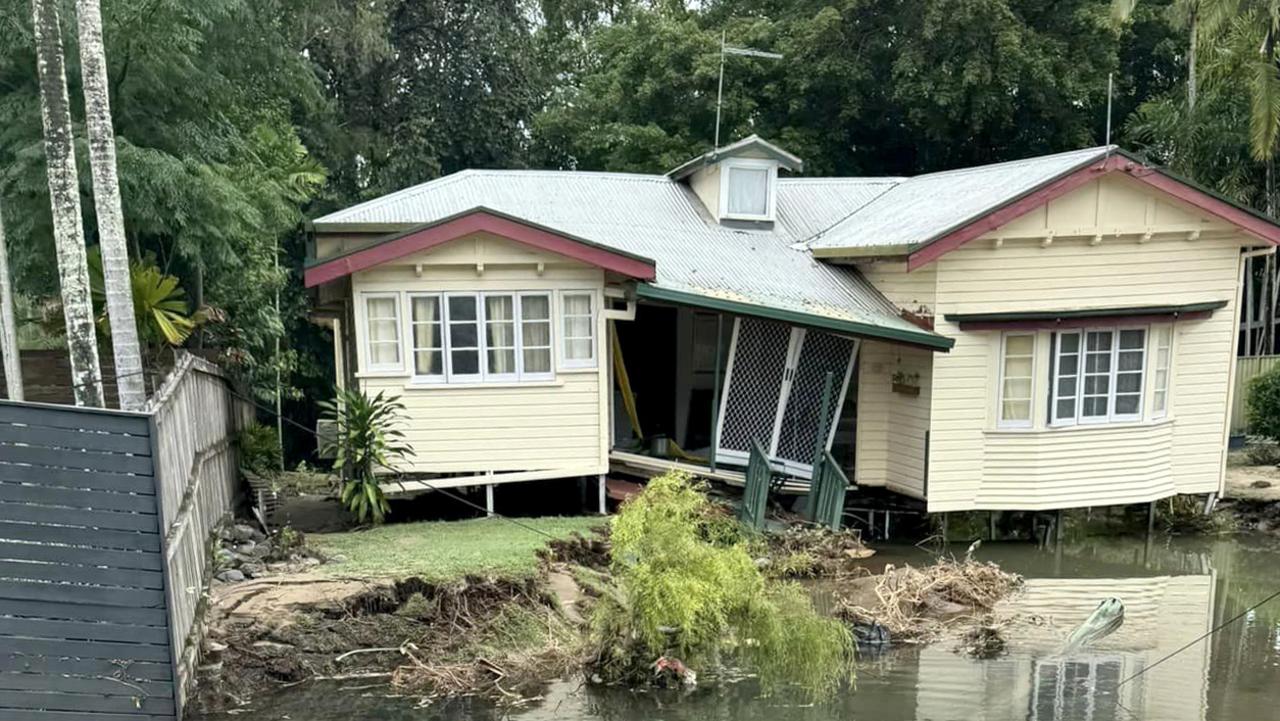 A flood-damaged house at Holloways Beach. Photo Facebook Kevin Sven Kainzinger