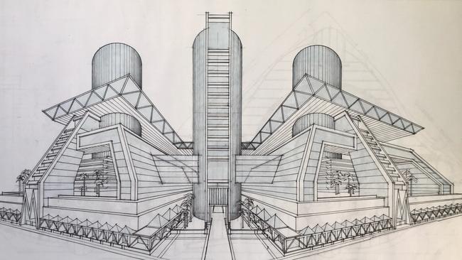 An initial concept plan for the $1.4 billion Thorngate Skywalk City, which was proposed for an entire suburban block. Picture: Warren Design, courtesy of Prospect Mayor David O’Loughlin.