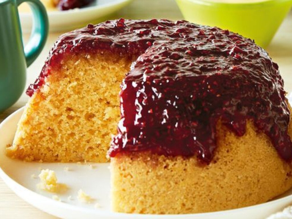 Jammy sponge pudding made in the slow cooker.