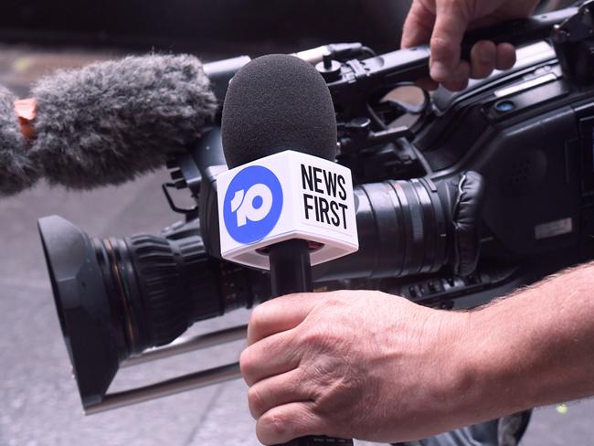 TV Network 10's new logo is seen on a microphone in Sydney, Wednesday, November 14, 2018. (AAP Image/Peter Rae) NO ARCHIVING