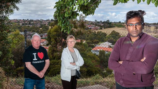 Gowanbrae Residents Group members Rick Arden, Cheryl Arnett and Shanaka Perera say their suburb has been ignored. Picture: Mark Dadswell