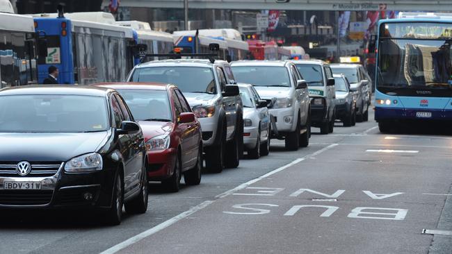 City traffic congestion in Sydney.