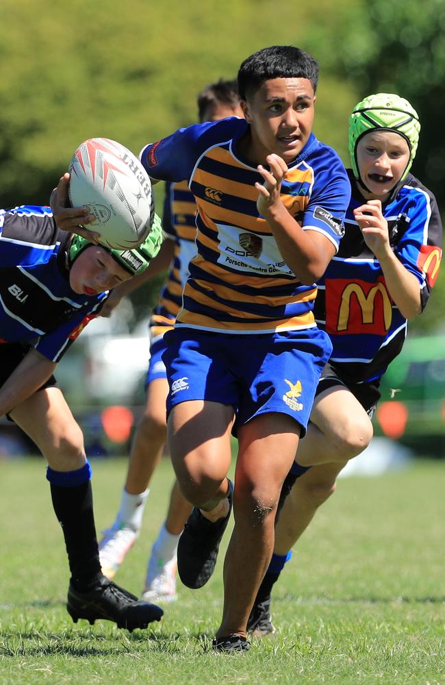 SURFERS PARADISE RUGBY, GOLD COAST , AUSTRALIA - April 10, 2021: Far North Coast U13s v USQ Saints U13s - Day Two of King of the Country rugby tournament.Played at Surfers Paradise Eagles Rugby Ground at Southport. Picture: Scott Powick Newscorp
