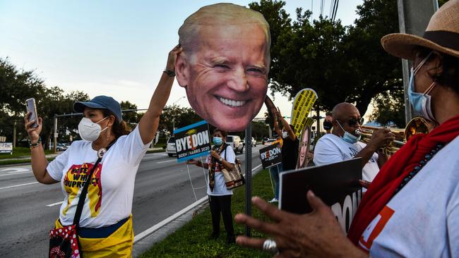 Democrat Party supporters rally outside the Downing Centre. Picture: AFP