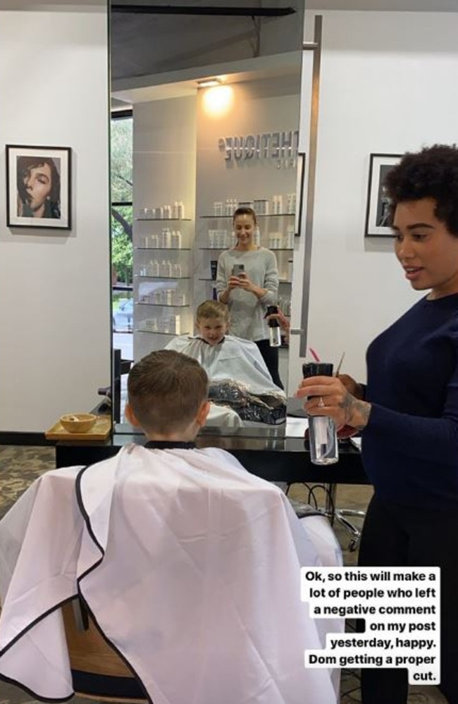 Rachael later took her son to a barber. Picture: Instagram.