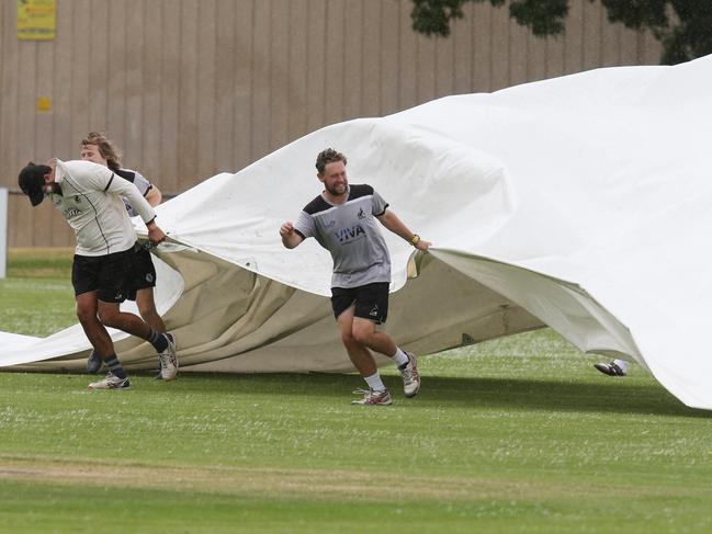 It is unlikely any turf games go ahead with 70mm of rain expected across Wednesday and Thursday. Picture: Mark Wilson