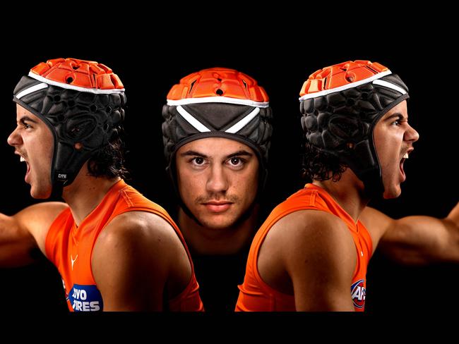 GWS young gun Darcy Jones in his iconic look. Picture: Phil Hillyard