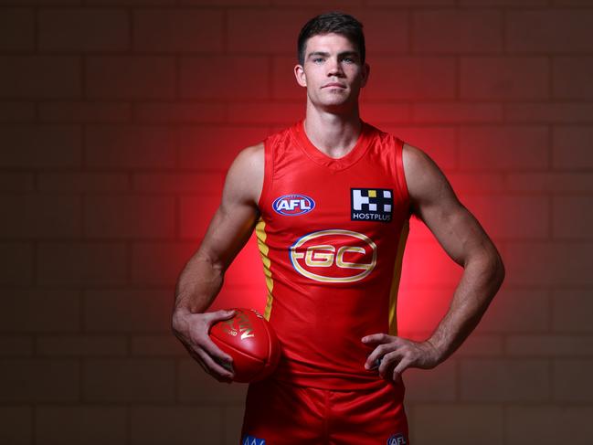 Sam Collins poses during the Gold Coast Suns AFL Team Photo Day at Metricon Stadium on February 18, 2020 in Gold Coast, Australia. (Photo by Chris Hyde/AFL Photos/Getty Images)