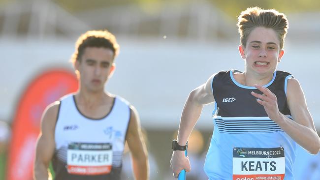 Harry Keats (NSW) competing in the U13s Medley Relay.