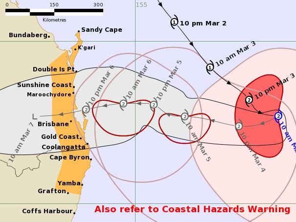 The 11am Bureau of Meteorology tracking map.