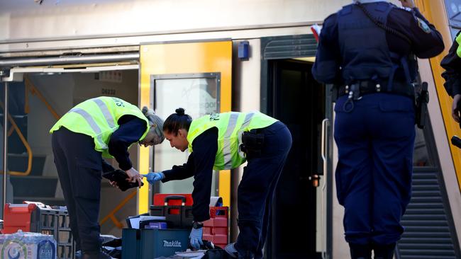 Emergency workers attended Carlton train station. Picture: Damian Shaw